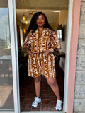 JGC Kauli Short Set — Brown & Cream Abstract