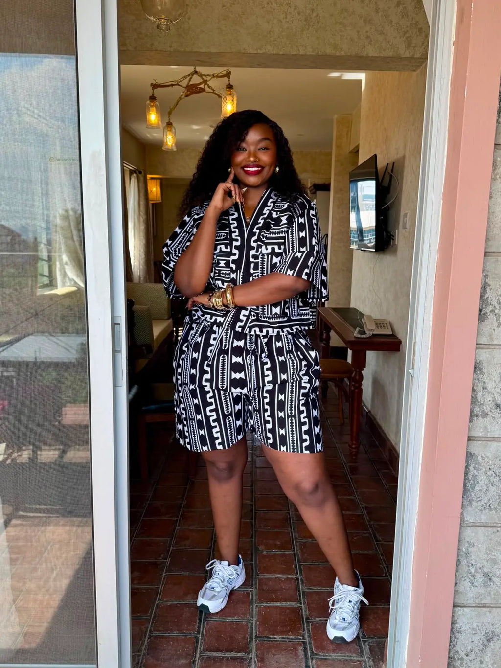 JGC Kauli Ankara Top — Black & White Tribal