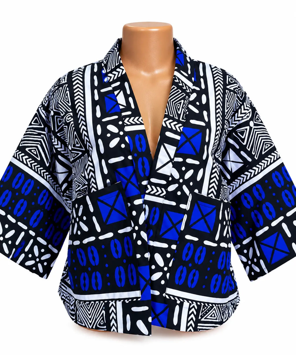 JGC Kauli Ankara Top — Blue & Black Mosaic