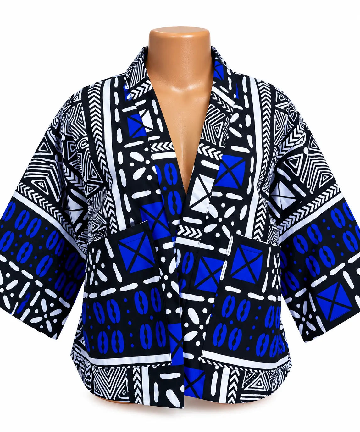 JGC Kauli Ankara Top — Blue & Black Mosaic