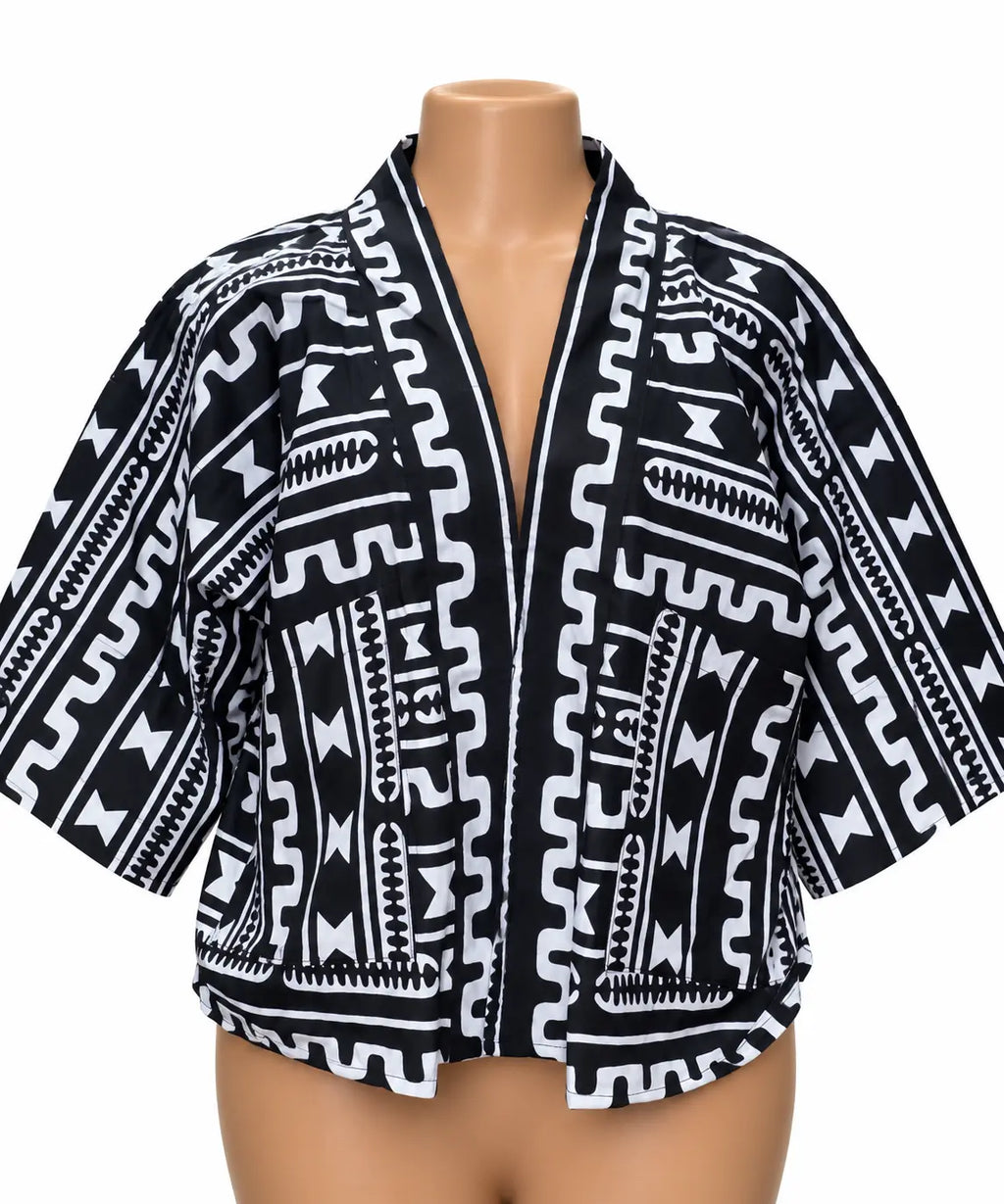 JGC Kauli Ankara Top — Black & White Geometric