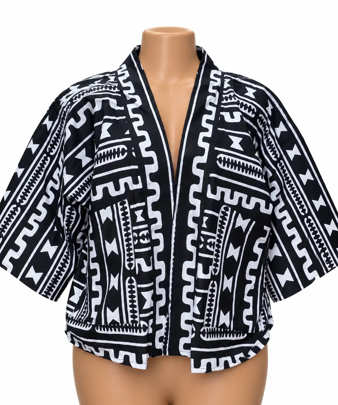 JGC Kauli Ankara Top — Black & White Geometric