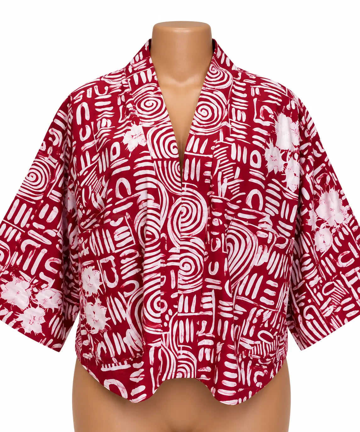 JGC Kauli Ankara Top — Red & White Abstract