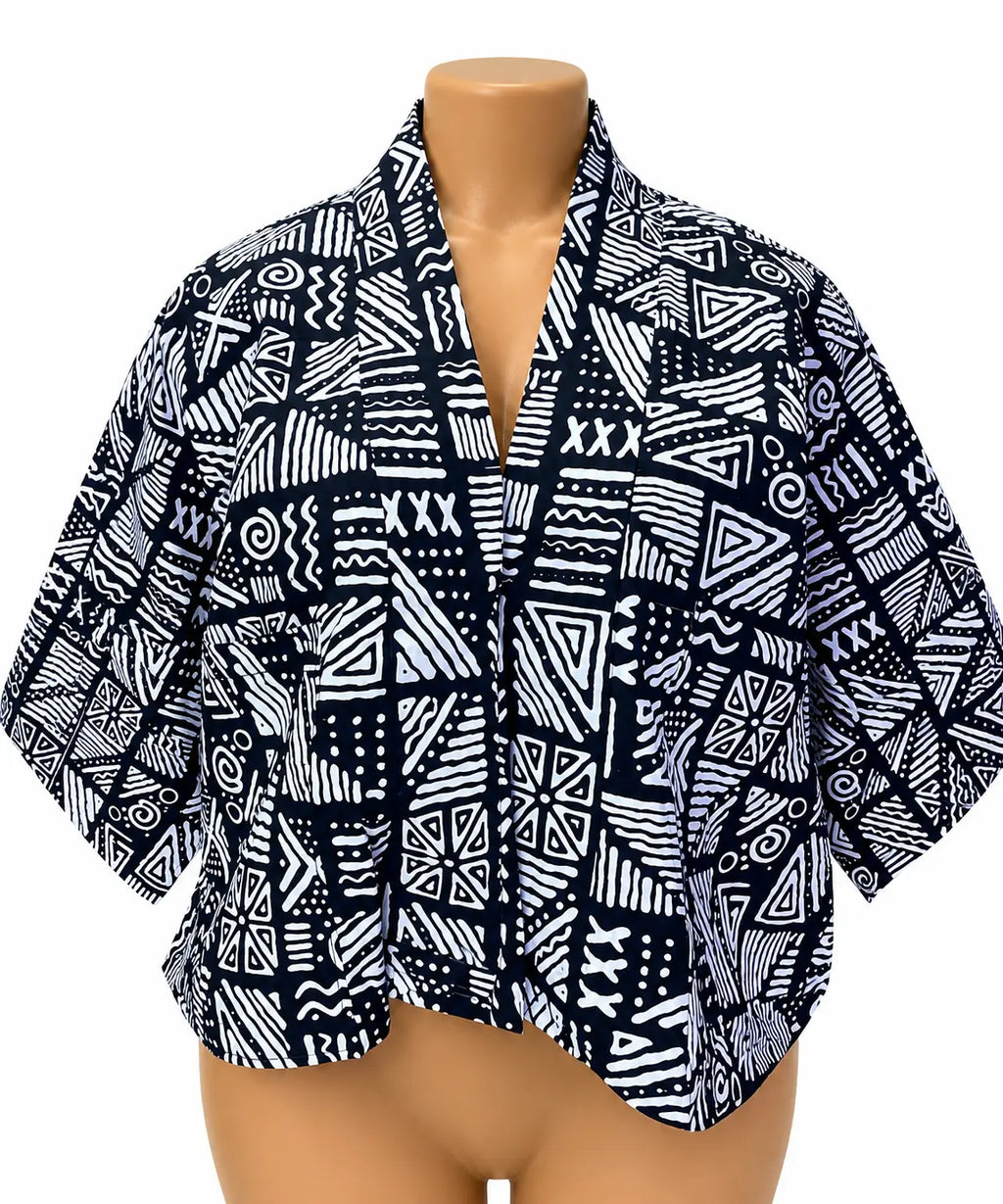 JGC Kauli Ankara Top — Black & White Tribal