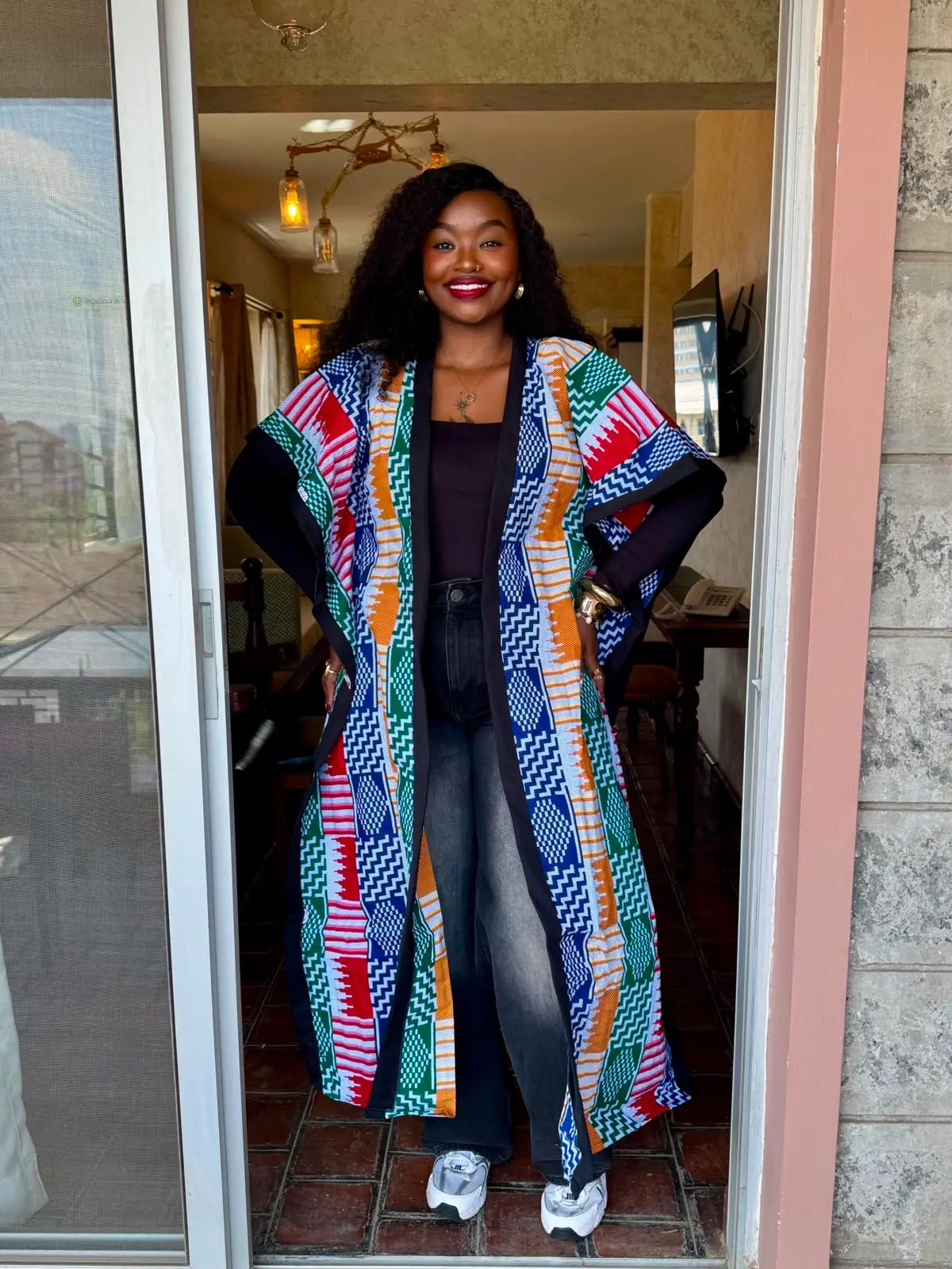 JGC Poncho Kimono — Multicolor Geometric