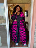 JGC Poncho Kimono — Pink & Black Geometric