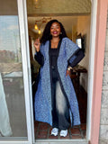 JGC Poncho Kimono — Blue & Black Abstract