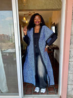 JGC Poncho Kimono — Blue & Black Abstract