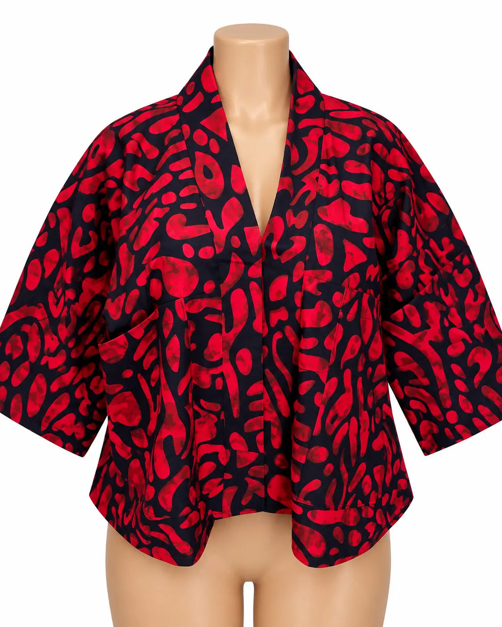 JGC Kauli Ankara Top — Red & Black Abstract