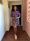 JGC Zipper Dress — Multicolour Geometric