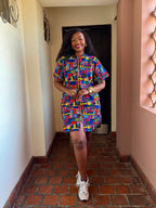 JGC Zipper Dress — Multicolour Geometric