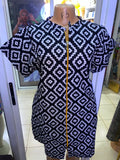 JGC Zipper Dress — Black & White Geometric