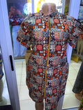 JGC Zipper Dress — Navy, Rust & Cream Geometric