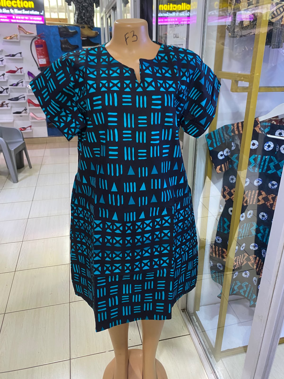 JGC Sundress — Blue & Black Geometric