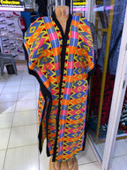 JGC Poncho Kimono — Yellow, Blue & Red Geometric