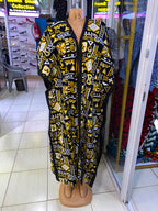 JGC Poncho Kimono — Yellow & Black Geometric