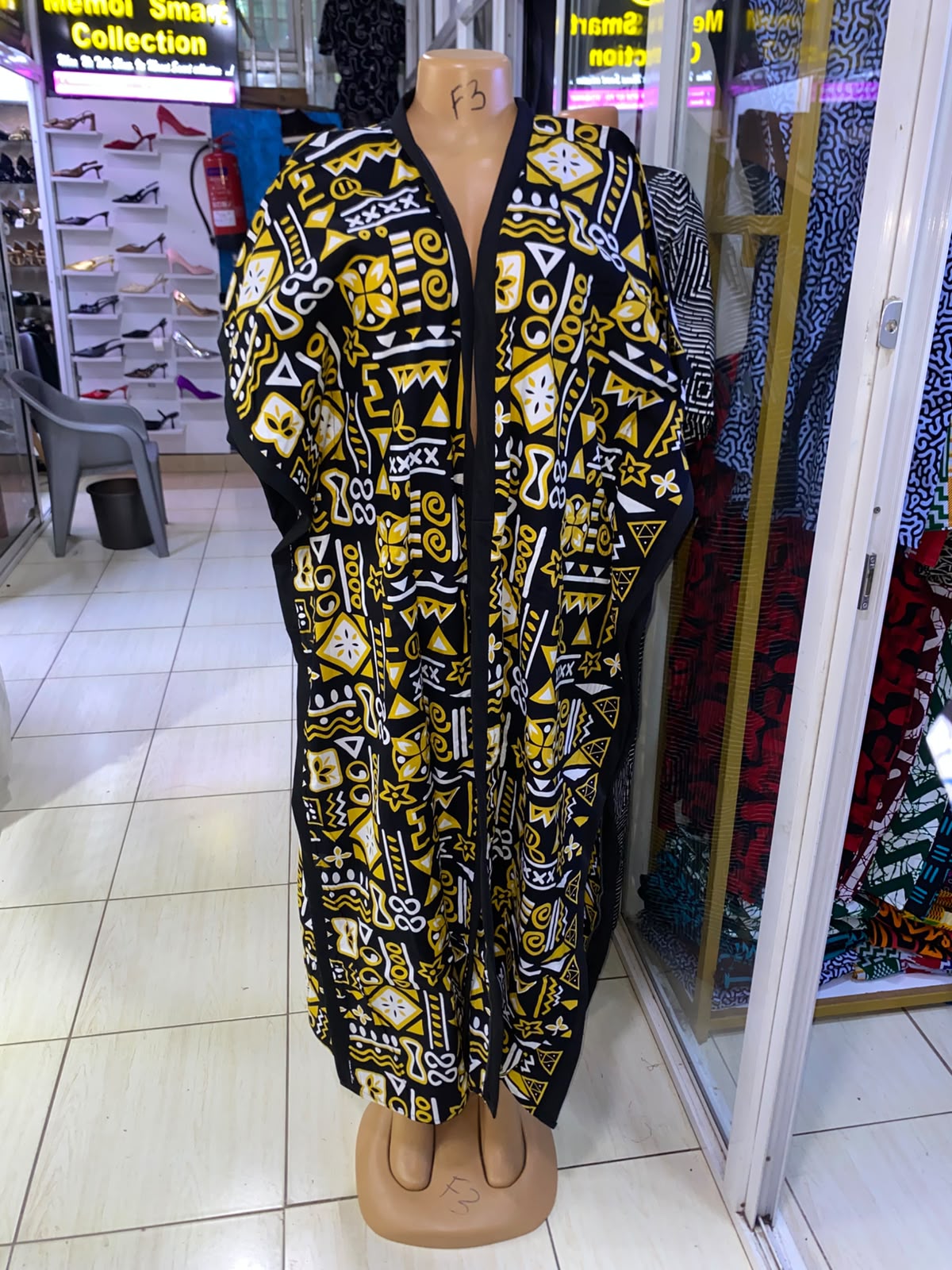 JGC Poncho Kimono — Yellow & Black Geometric