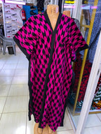 JGC Poncho Kimono — Pink & Black Geometric