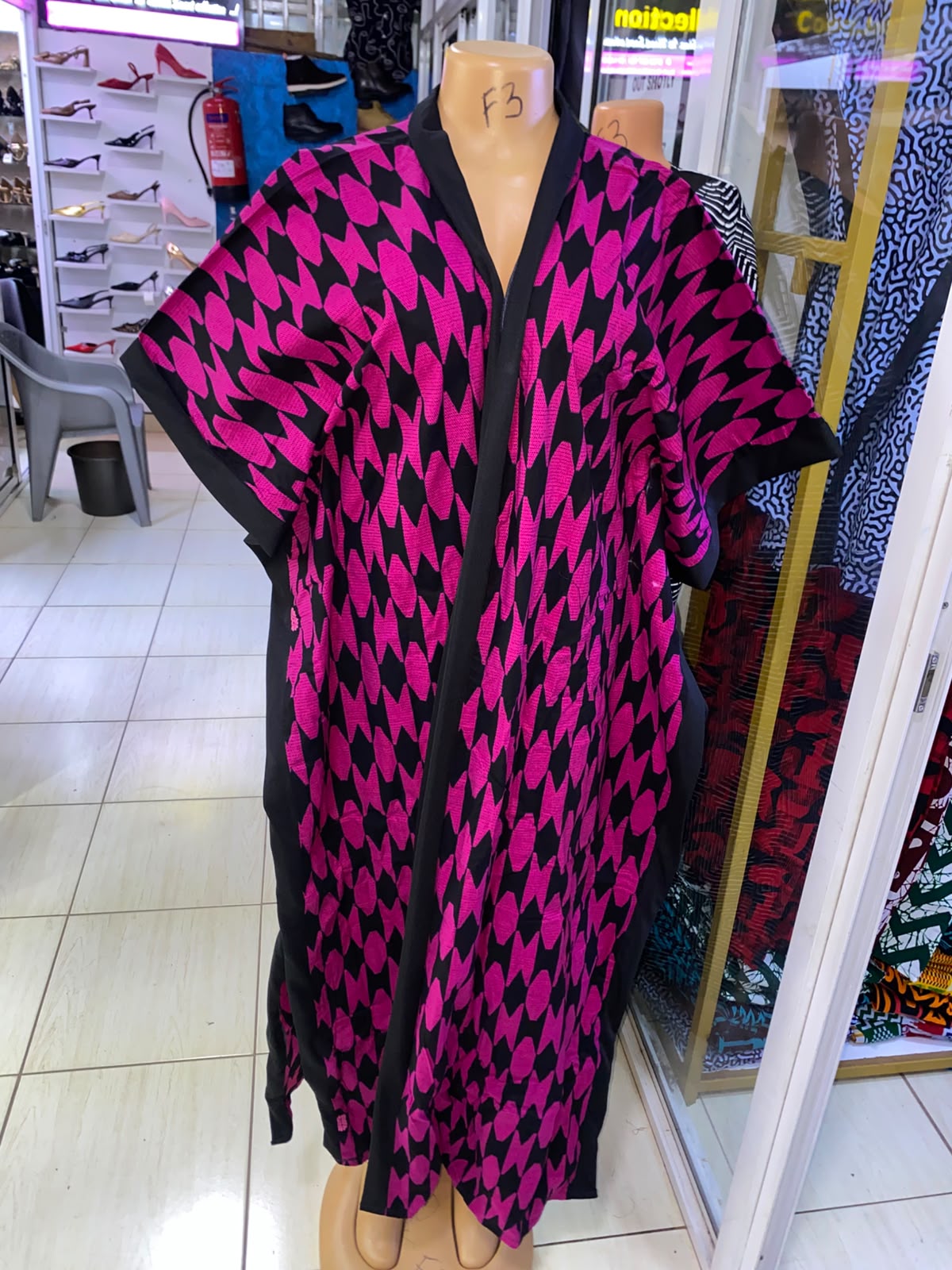 JGC Poncho Kimono — Pink & Black Geometric
