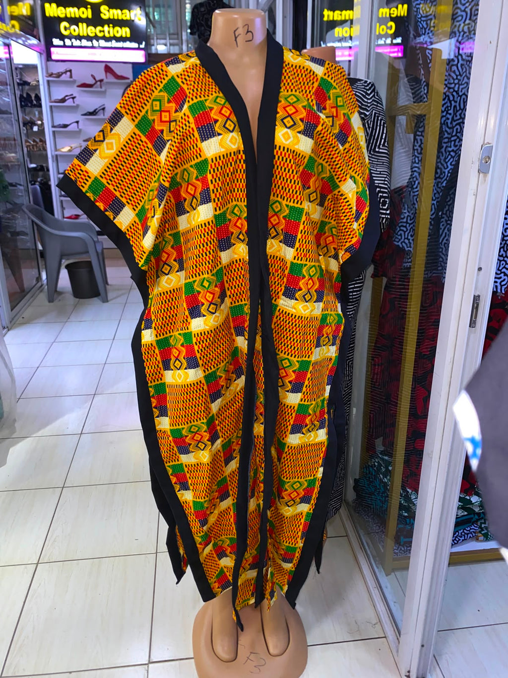JGC Poncho Kimono — Yellow, Green & Red Geometric