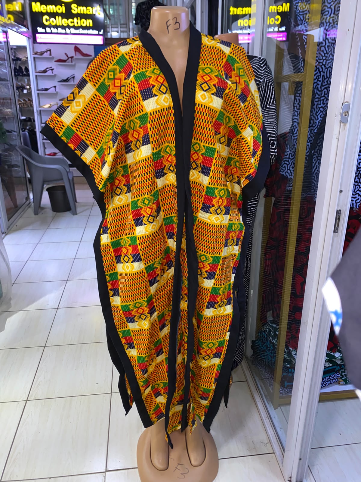 JGC Poncho Kimono — Yellow, Green & Red Geometric