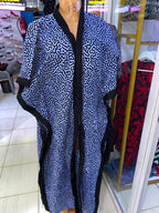 JGC Poncho Kimono — Blue & Black Abstract