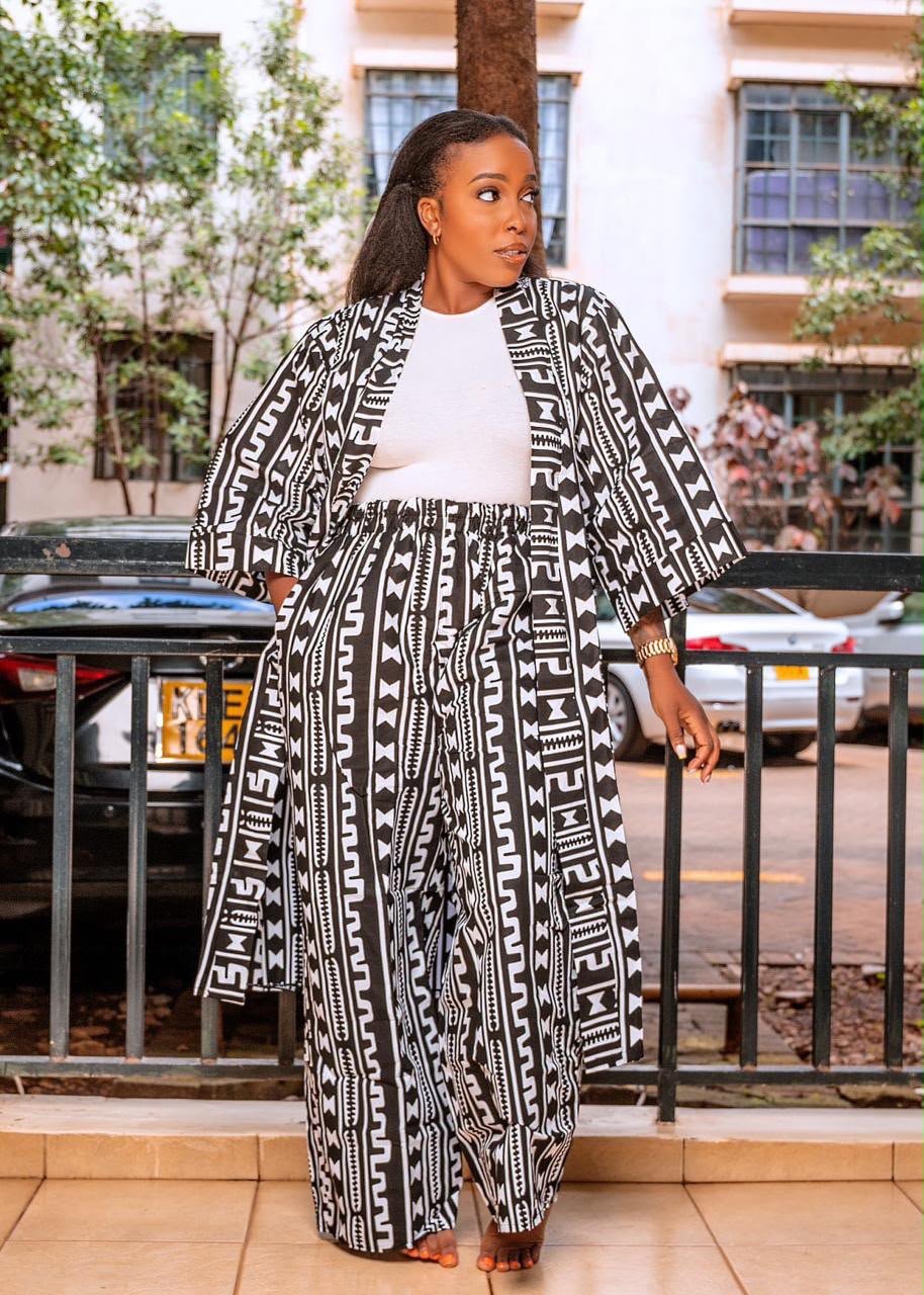 JGC Palazzo Set — Black & White Tribal Geometric