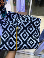 JGC Zipper Dress — Black & White Geometric