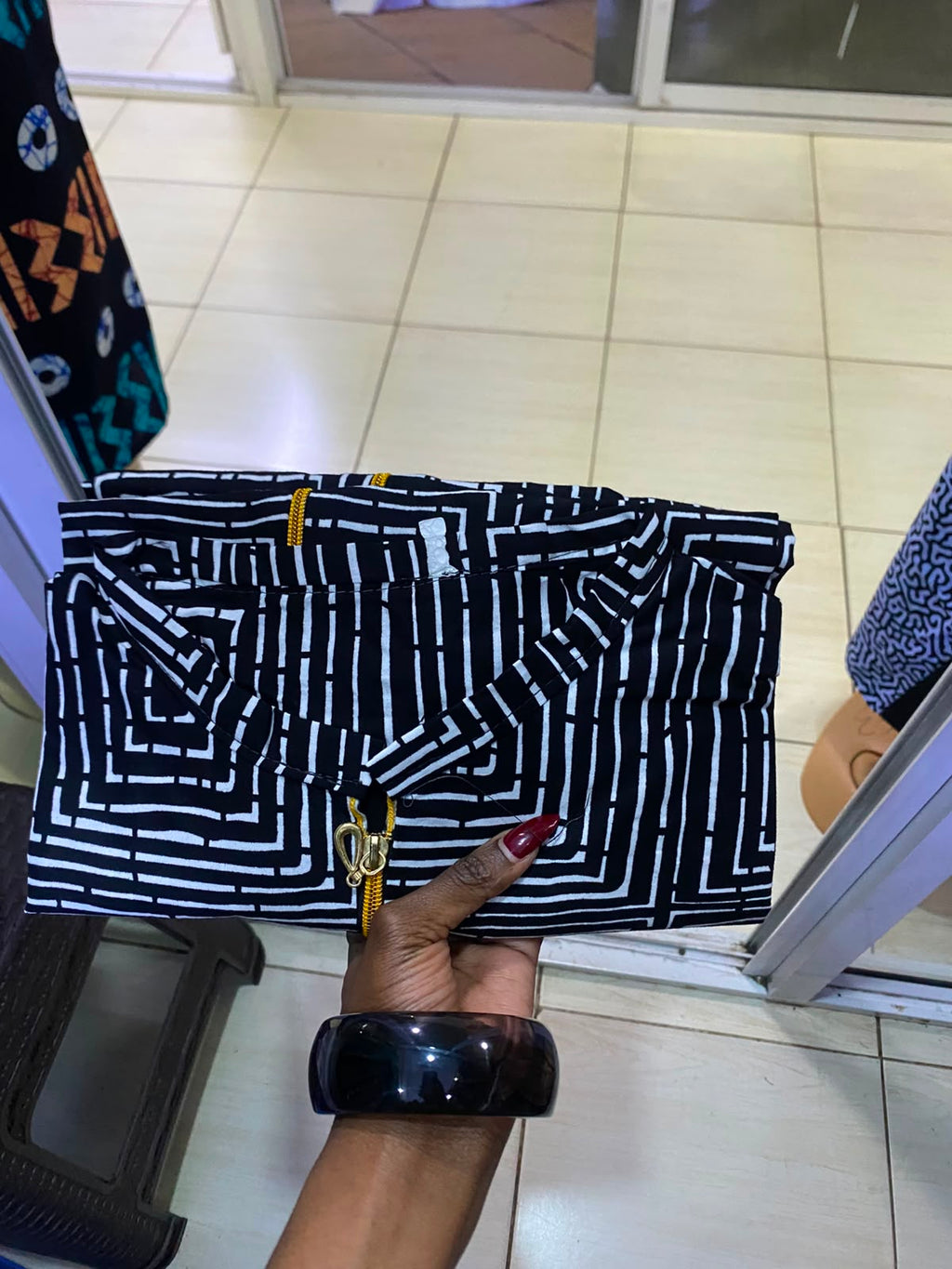 JGC Zipper Dress — Black & White Linear Geometric