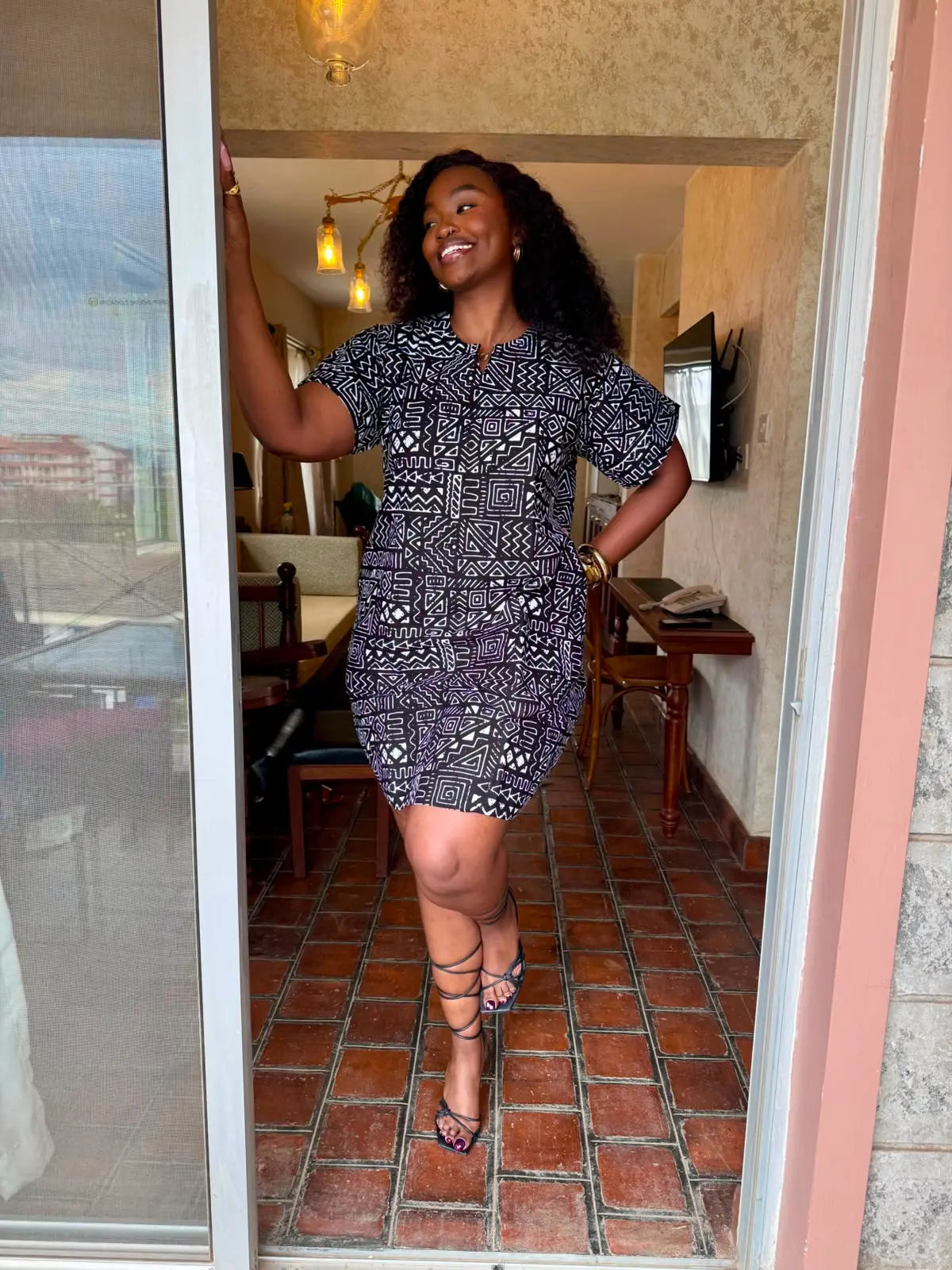 JGC Sundress — Black & White Geometric
