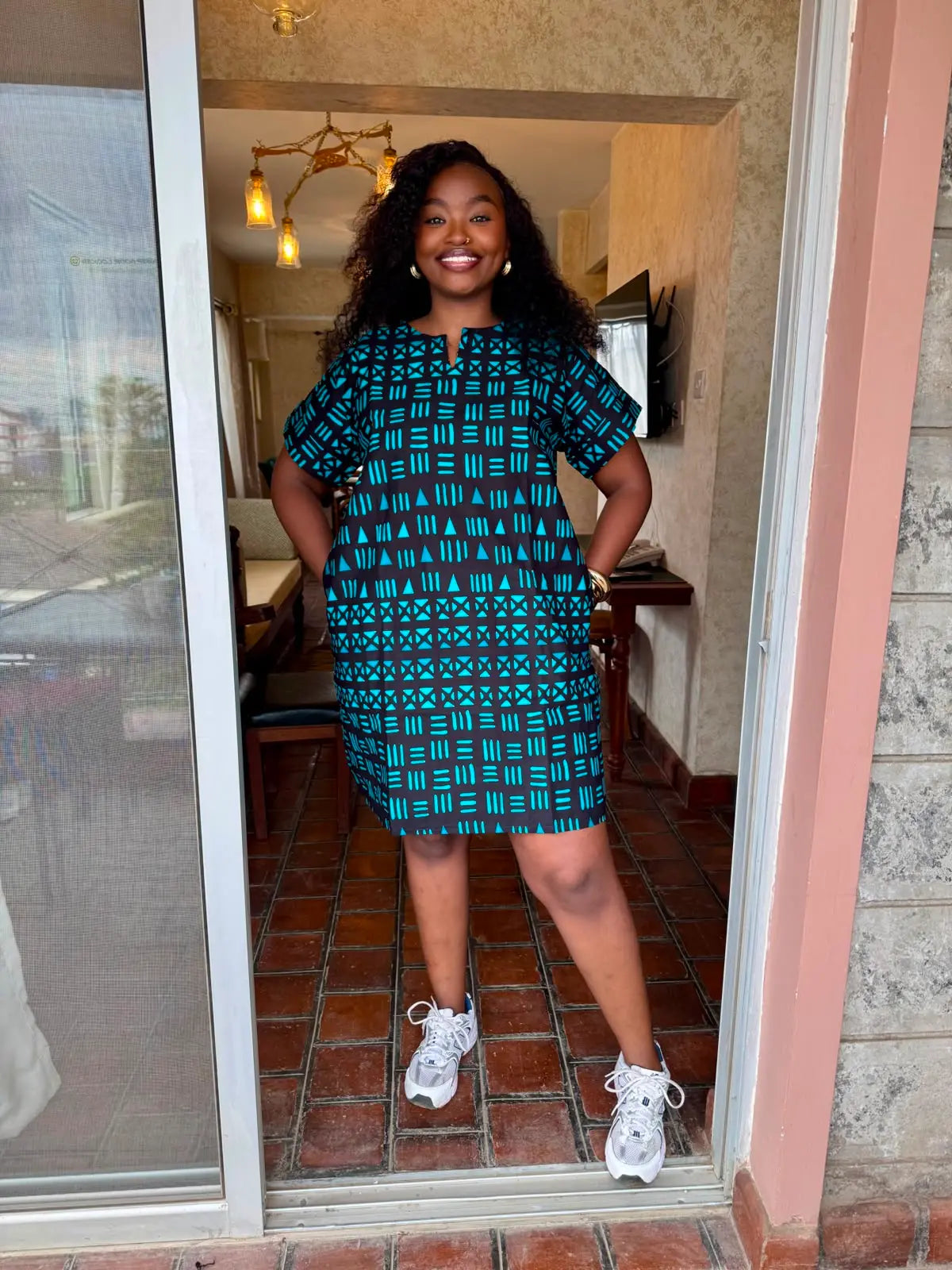 JGC Sundress — Blue & Black Geometric